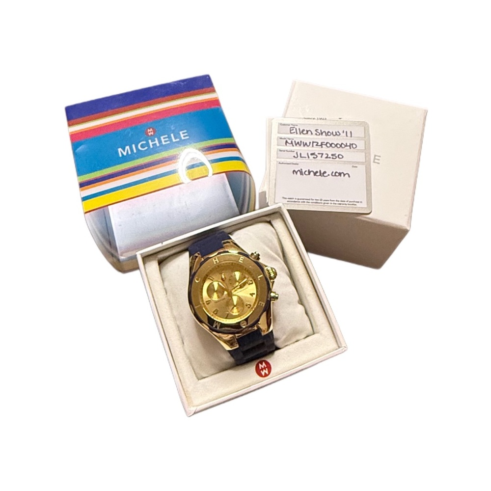 ✨ Extremely Rare MICHELE Tahitian Chronograph Watch – Ellen Show Gift! NIB ✨